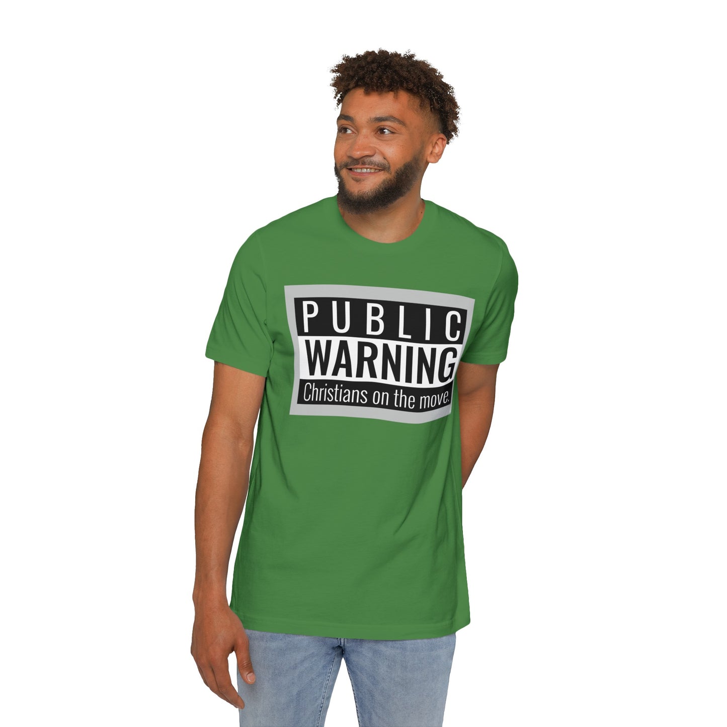 " Public warning Christians on the Move" B\W Unisex Short-Sleeve Jersey T-Shirt
