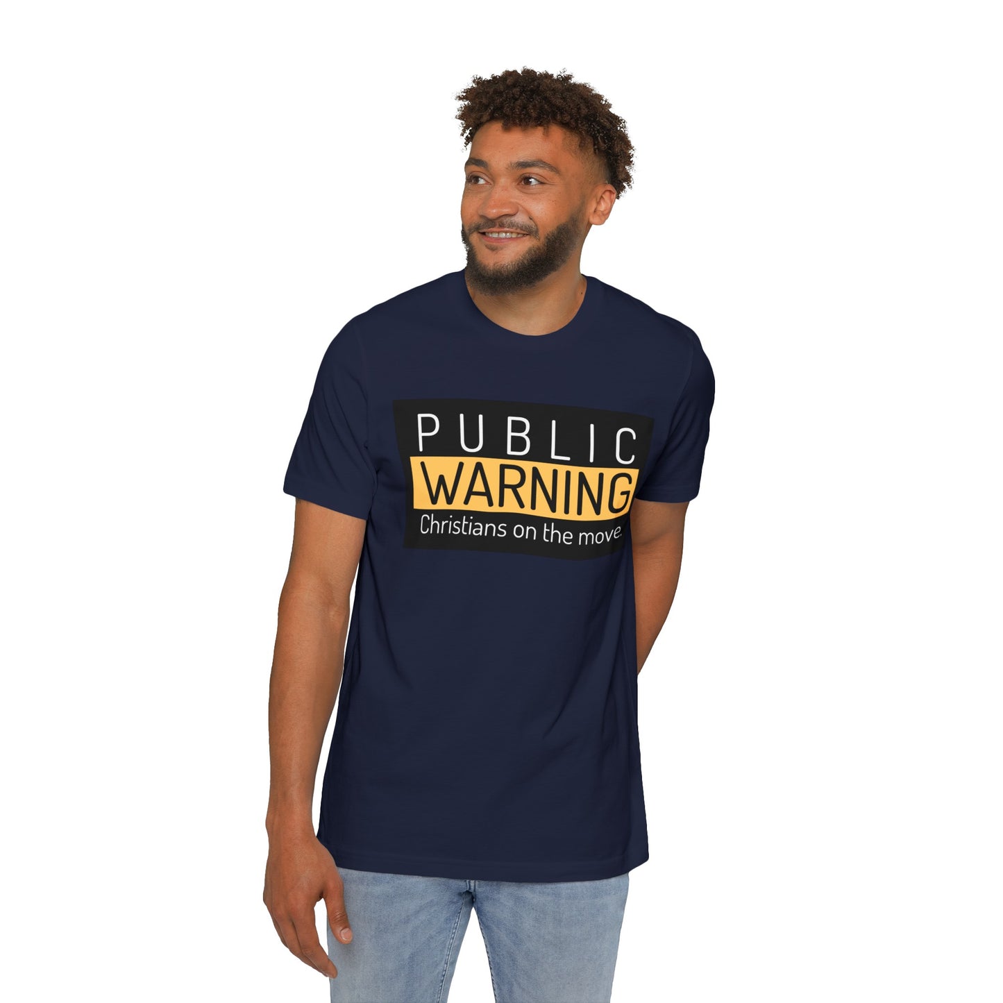 " Public warning Christians on the move" Unisex Short-Sleeve Jersey T-Shirt