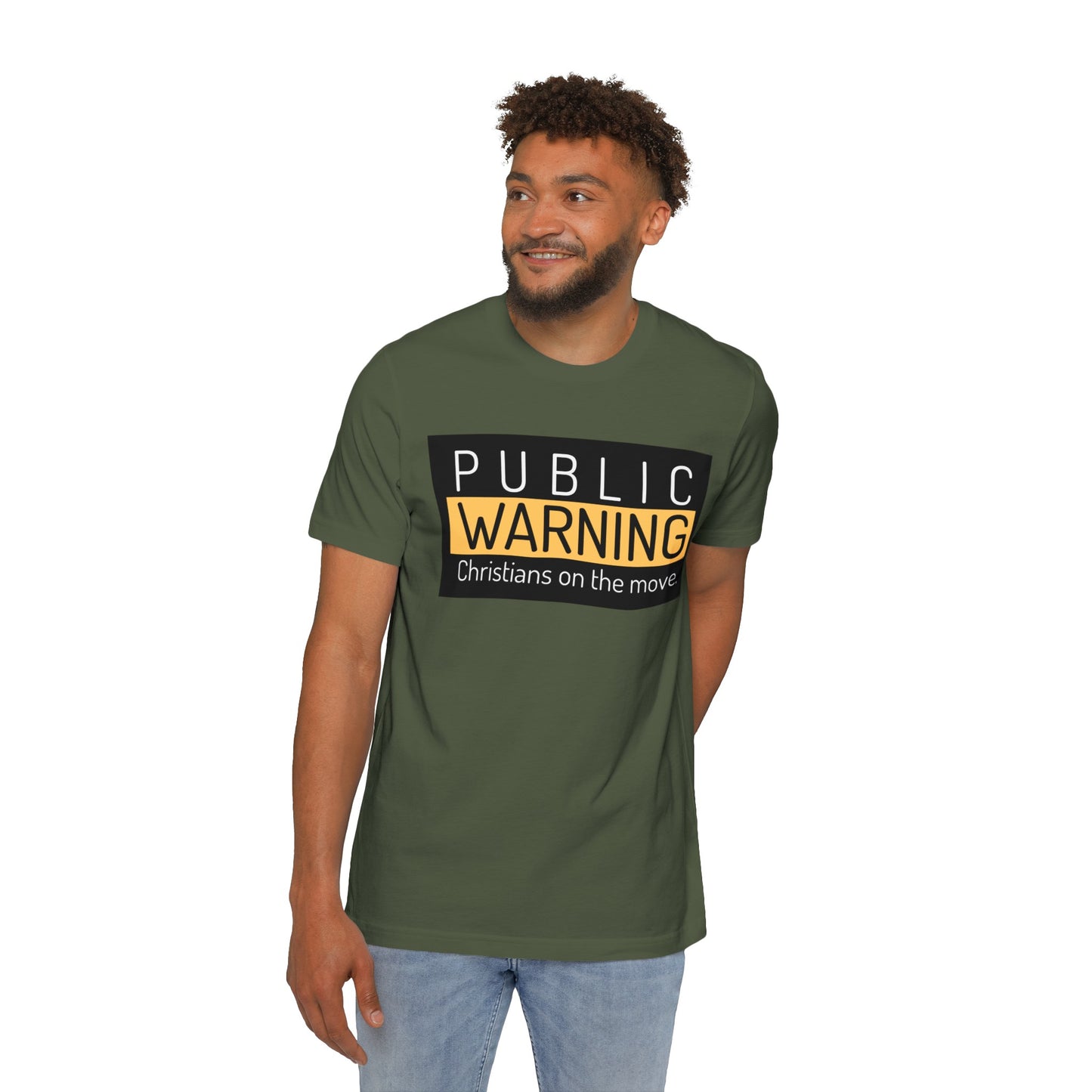 " Public warning Christians on the move" Unisex Short-Sleeve Jersey T-Shirt