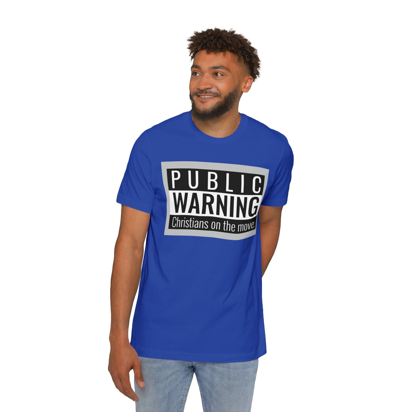 " Public warning Christians on the Move" B\W Unisex Short-Sleeve Jersey T-Shirt