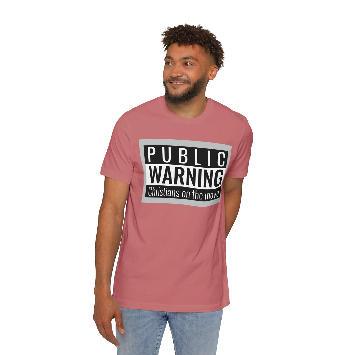 " Public warning Christians on the Move" B\W Unisex Short-Sleeve Jersey T-Shirt