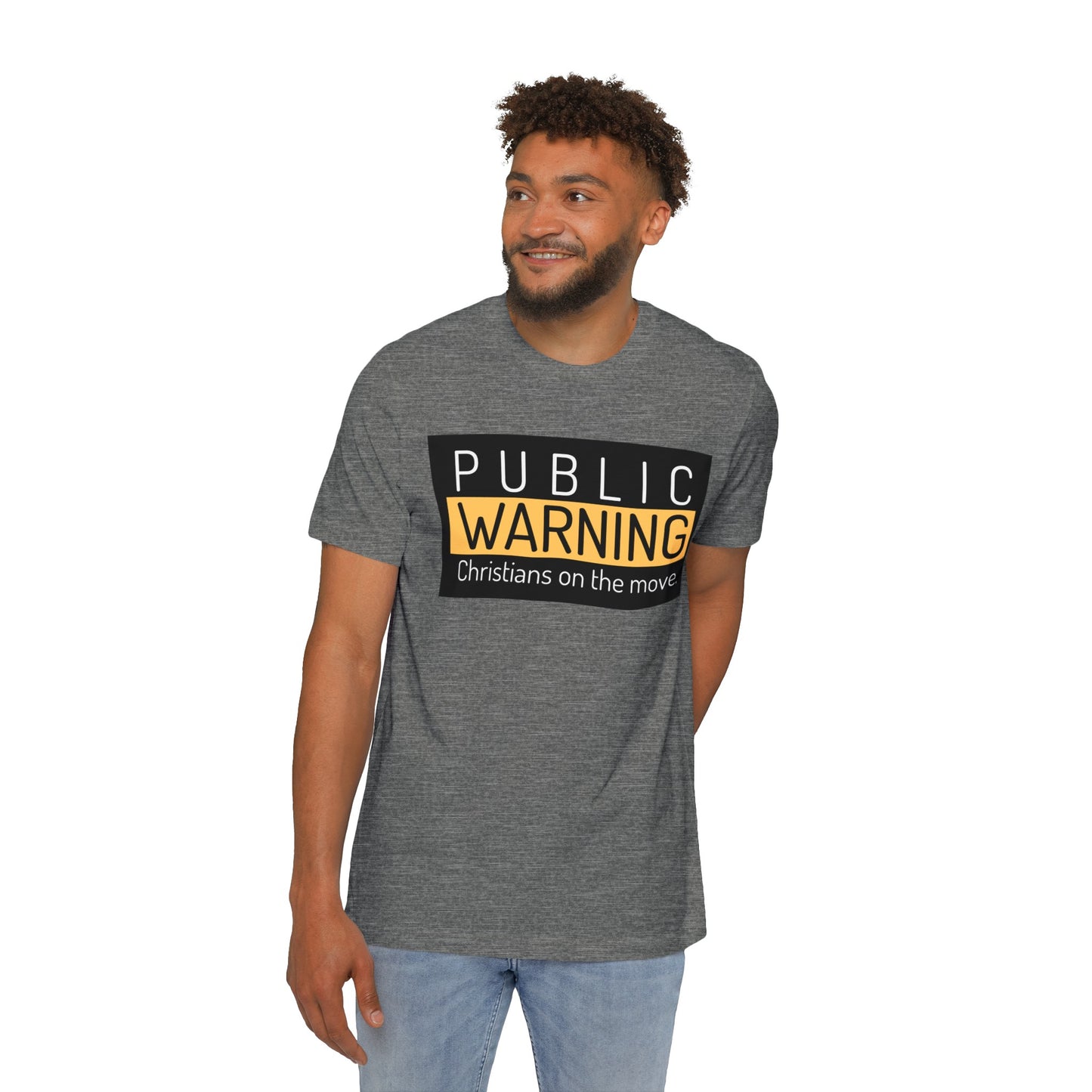 " Public warning Christians on the move" Unisex Short-Sleeve Jersey T-Shirt