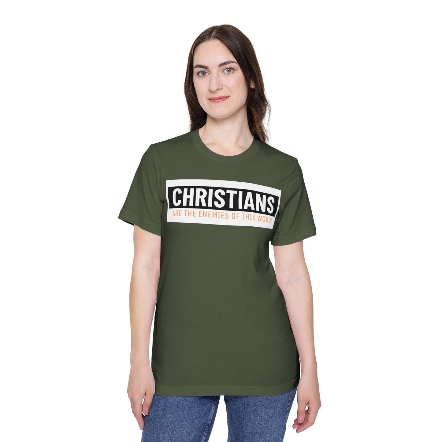 'Christians are the enemies of the world' Unisex Short-Sleeve Jersey T-Shirt