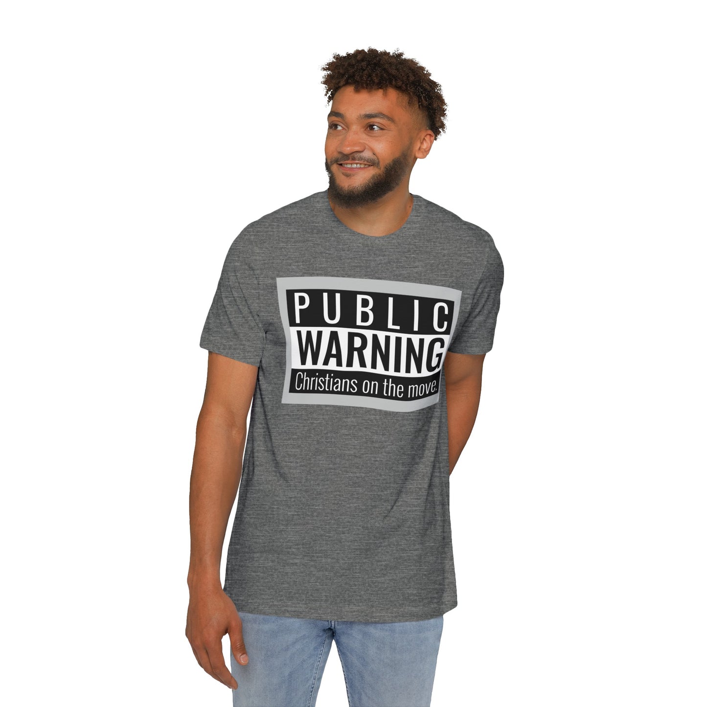 " Public warning Christians on the Move" B\W Unisex Short-Sleeve Jersey T-Shirt