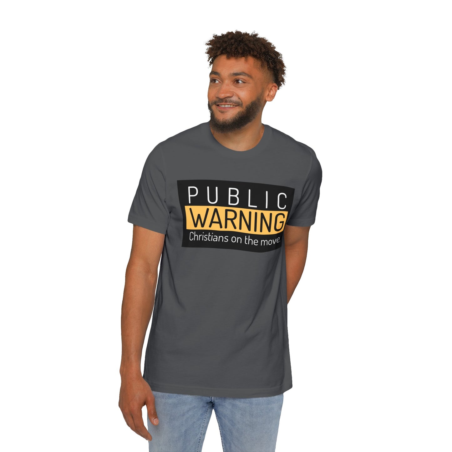 " Public warning Christians on the move" Unisex Short-Sleeve Jersey T-Shirt