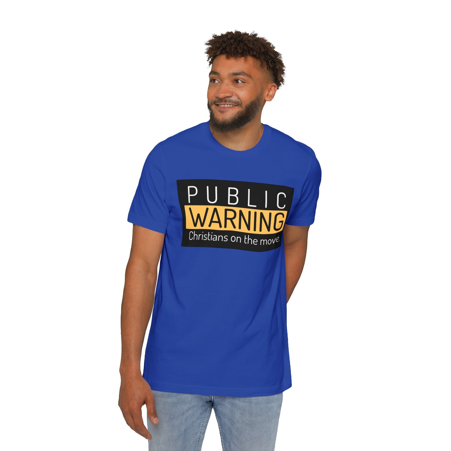 " Public warning Christians on the move" Unisex Short-Sleeve Jersey T-Shirt