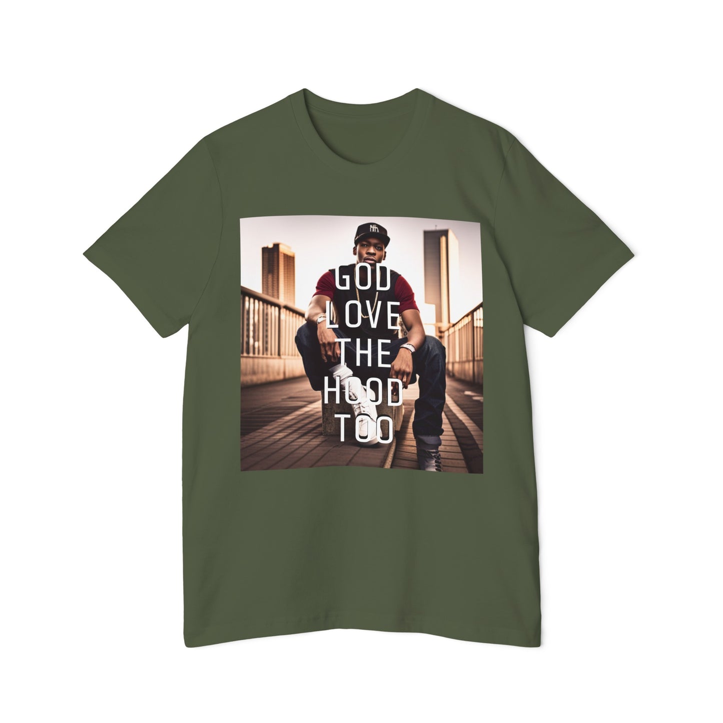 "GOD LOVE THE HOOD TOO" Short-Sleeve Jersey T-Shirt