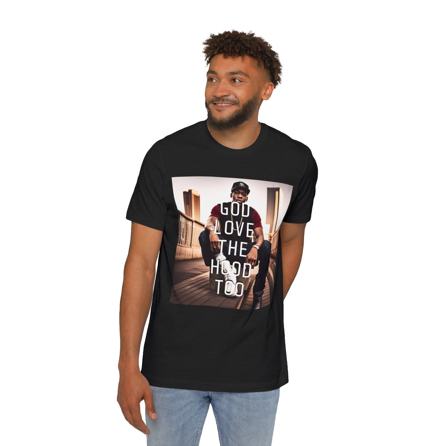 "GOD LOVE THE HOOD TOO" Short-Sleeve Jersey T-Shirt