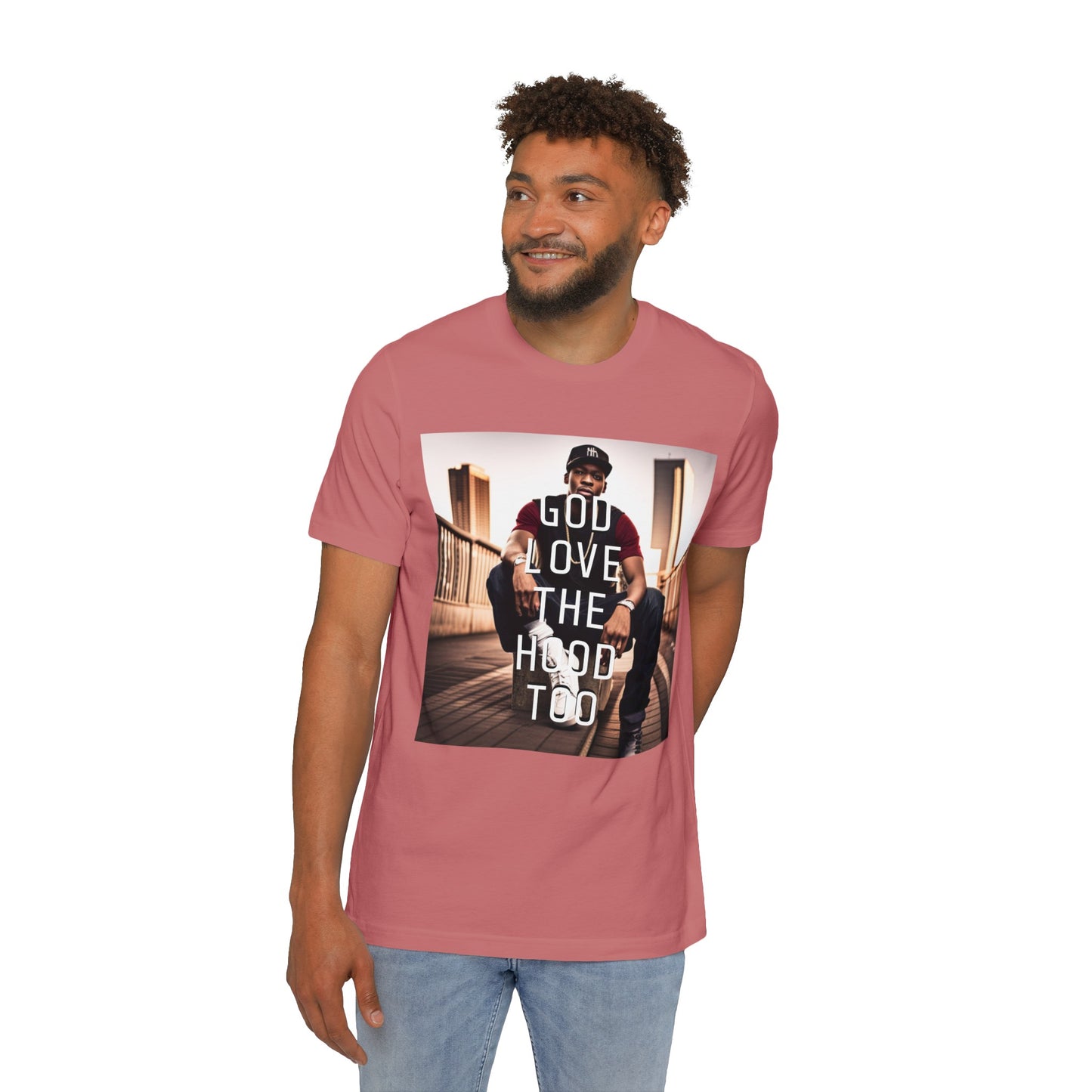 "GOD LOVE THE HOOD TOO" Short-Sleeve Jersey T-Shirt