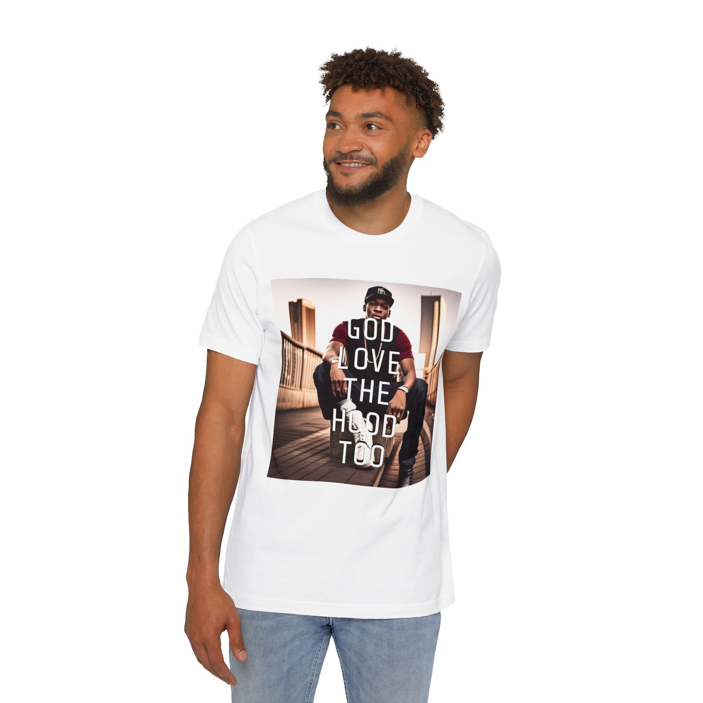 "GOD LOVE THE HOOD TOO" Short-Sleeve Jersey T-Shirt
