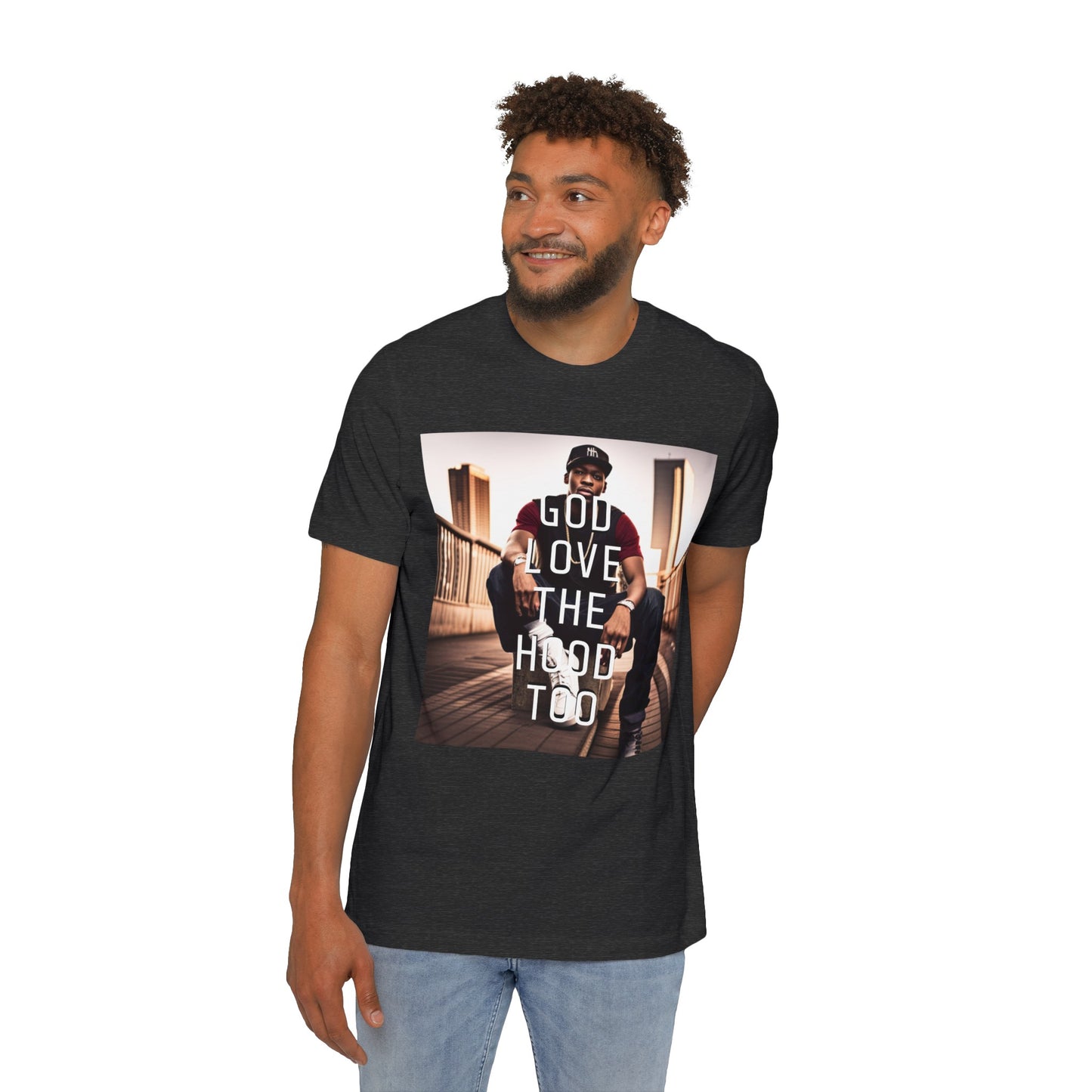 "GOD LOVE THE HOOD TOO" Short-Sleeve Jersey T-Shirt