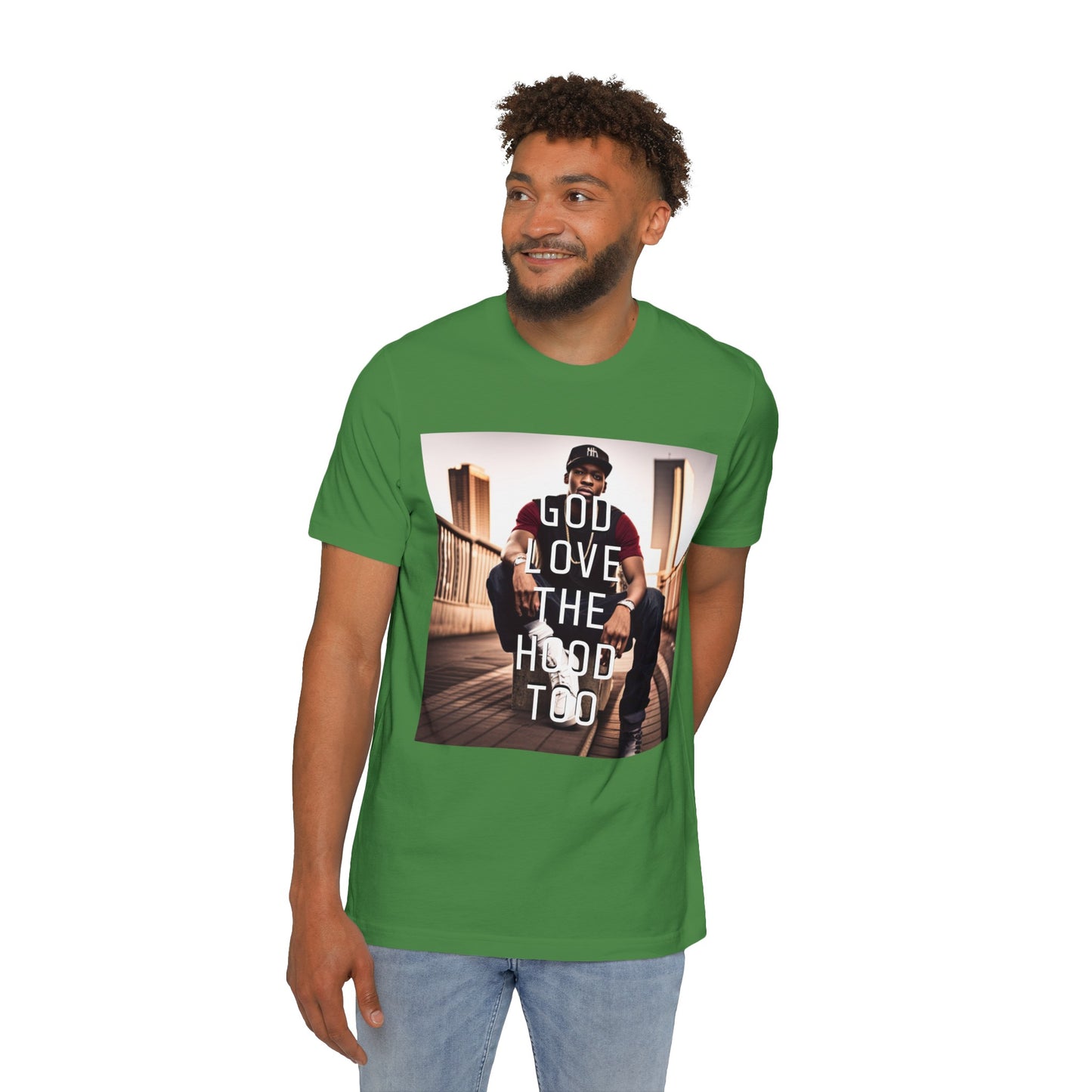 "GOD LOVE THE HOOD TOO" Short-Sleeve Jersey T-Shirt