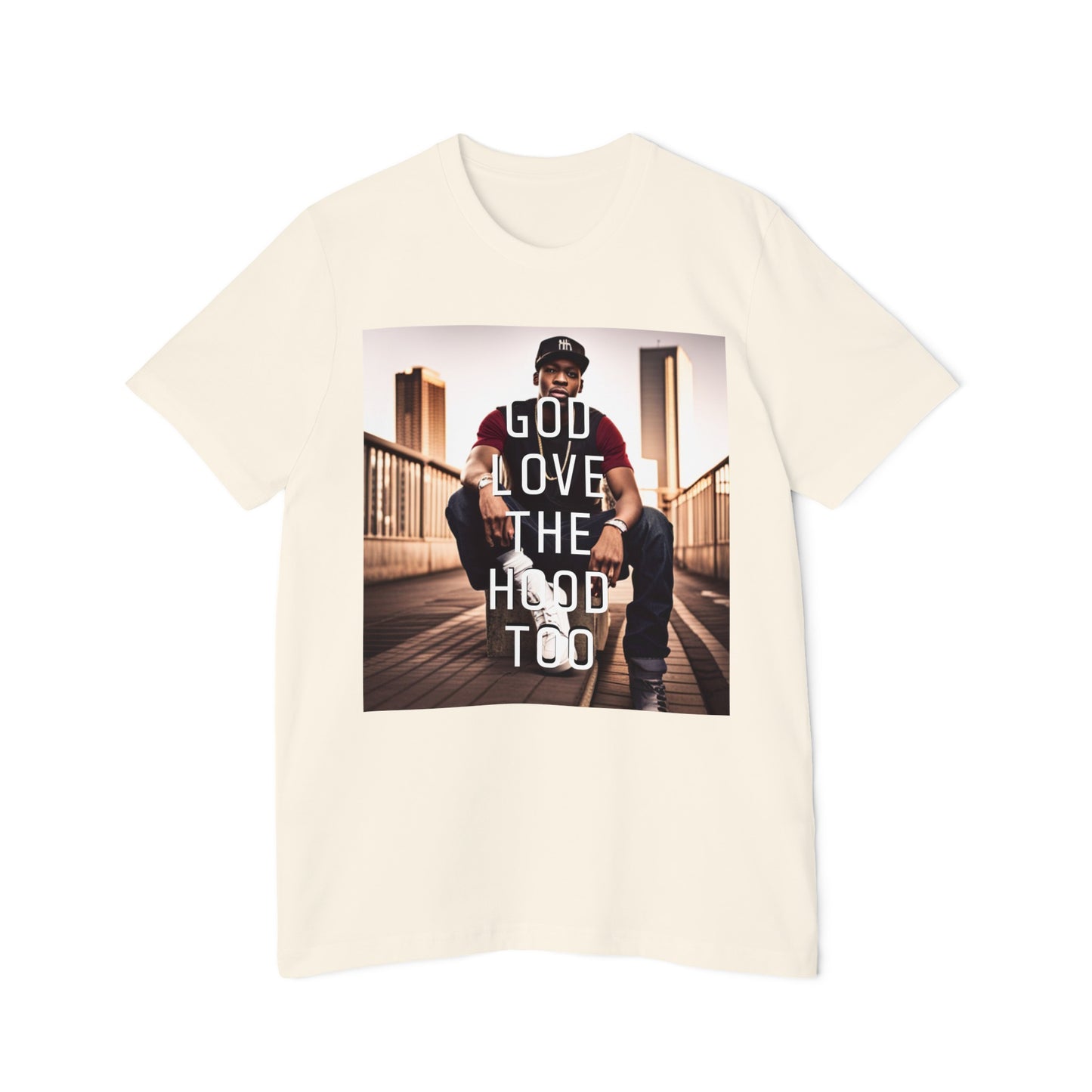 "GOD LOVE THE HOOD TOO" Short-Sleeve Jersey T-Shirt