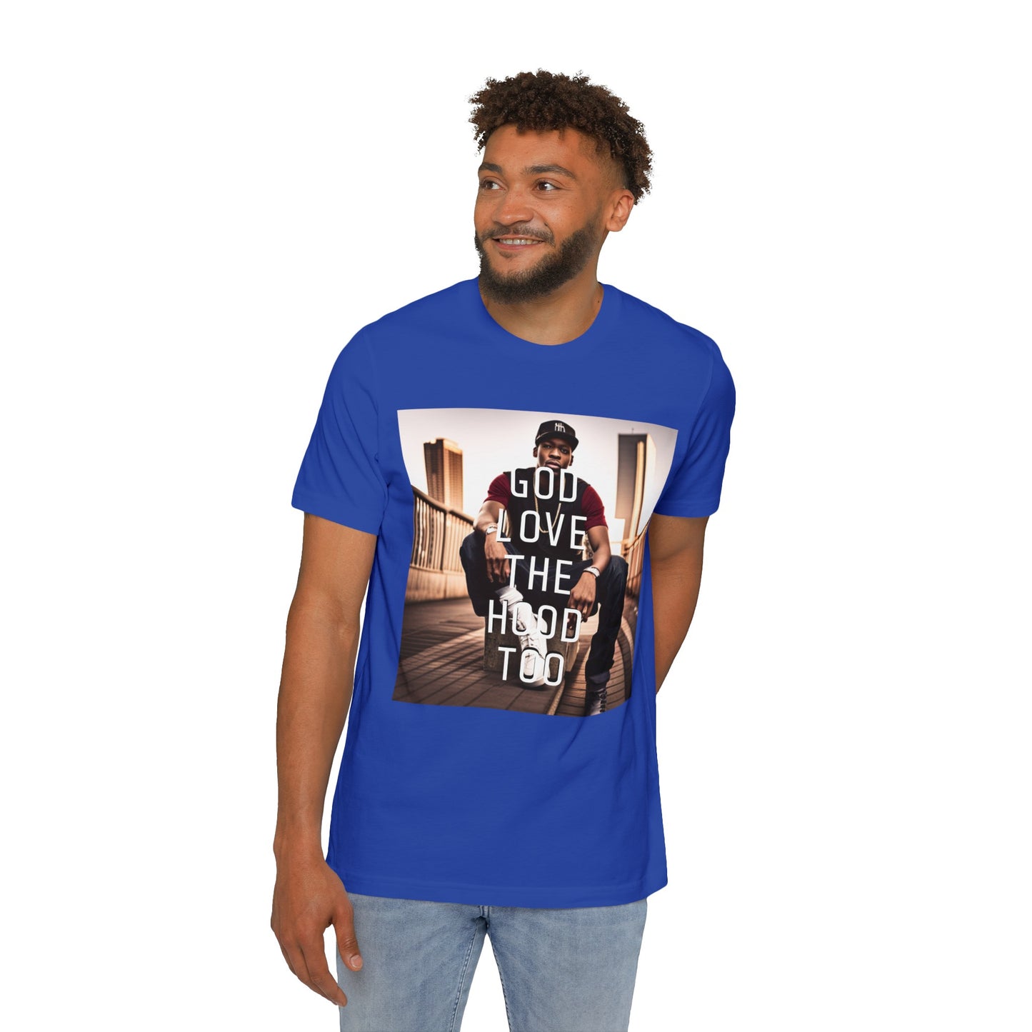 "GOD LOVE THE HOOD TOO" Short-Sleeve Jersey T-Shirt