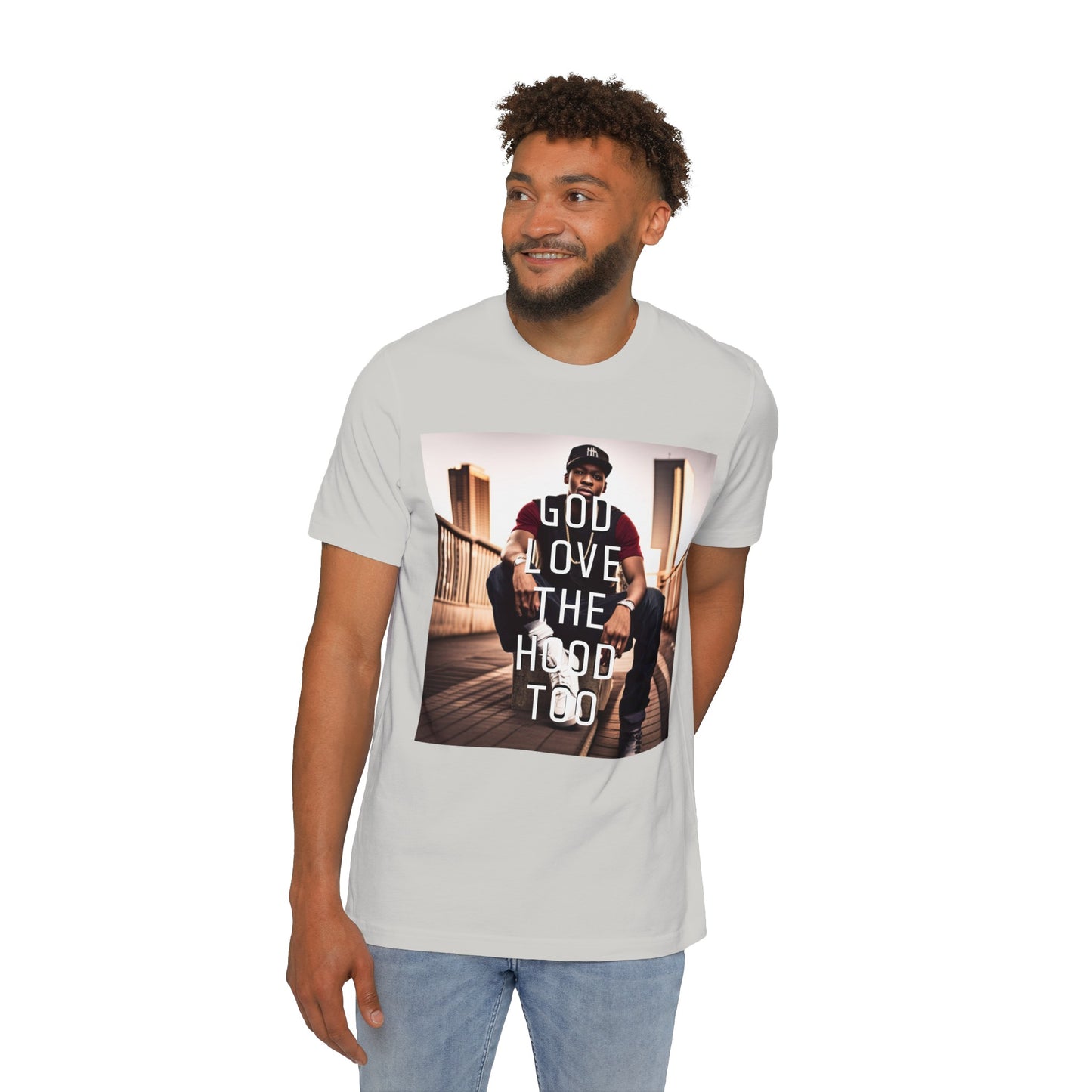 "GOD LOVE THE HOOD TOO" Short-Sleeve Jersey T-Shirt