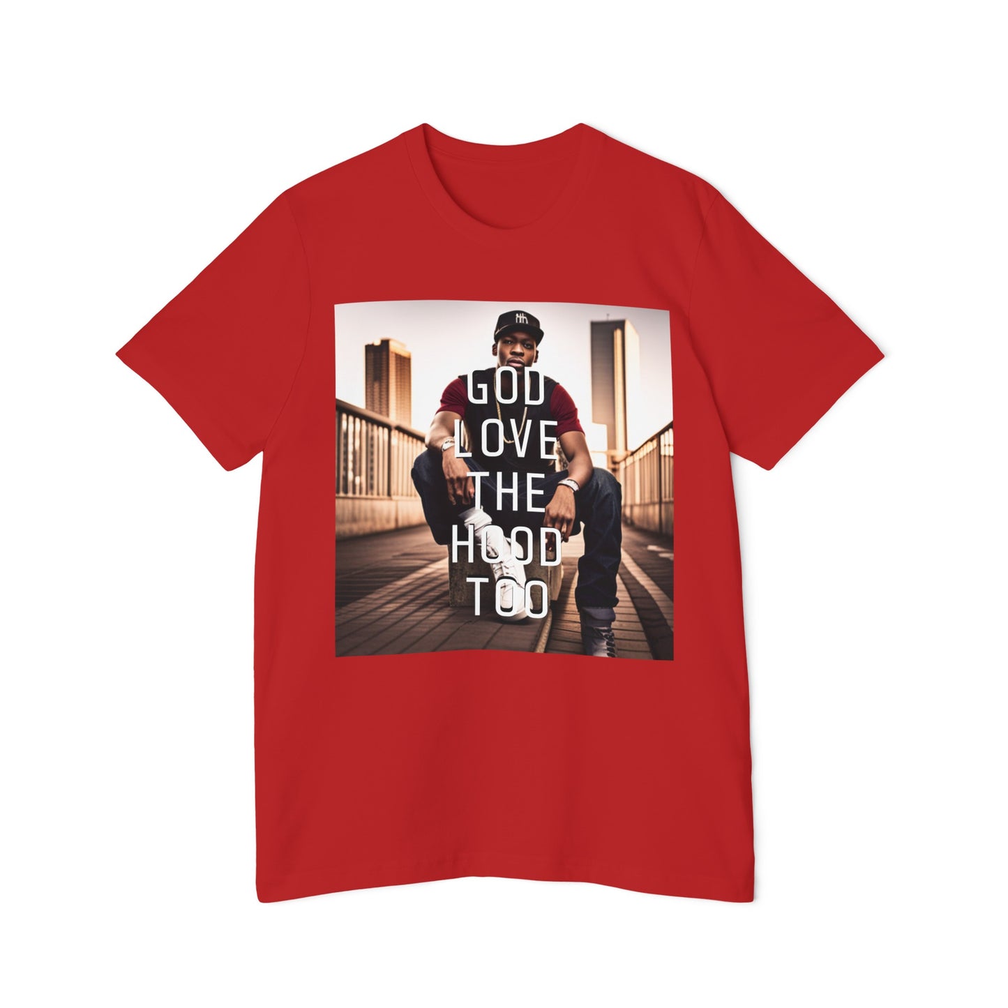 "GOD LOVE THE HOOD TOO" Short-Sleeve Jersey T-Shirt
